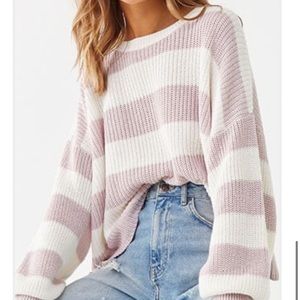 Purl knit striped sweater